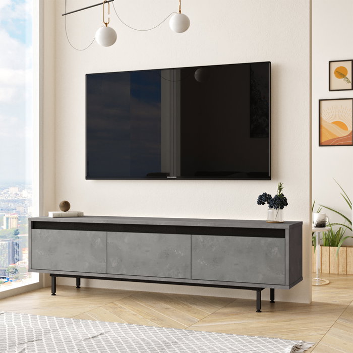 Hanah Home LV1-RL Soporte para TV con Patas de Metal Plateado y Negro